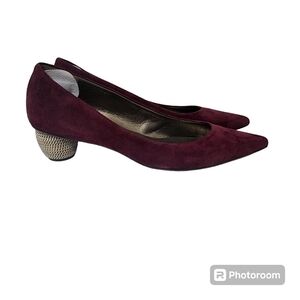 Stuart Weitzman Suede Plum Chain Heels Size 8N